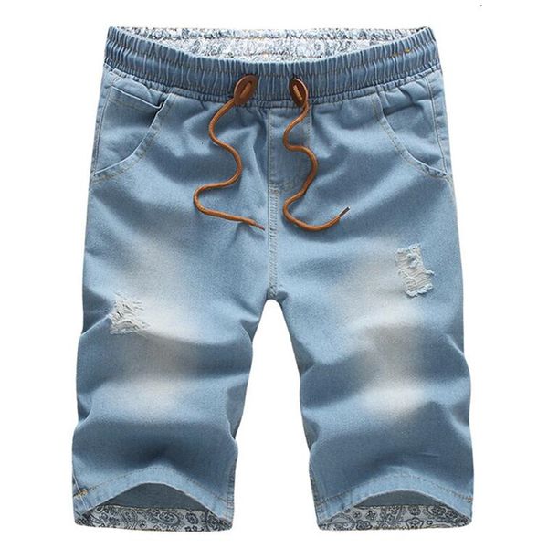 

2020 summer mens casual shorts knee length pants slim cotton shorts men casual jeans elastic waist cowboy, White;black
