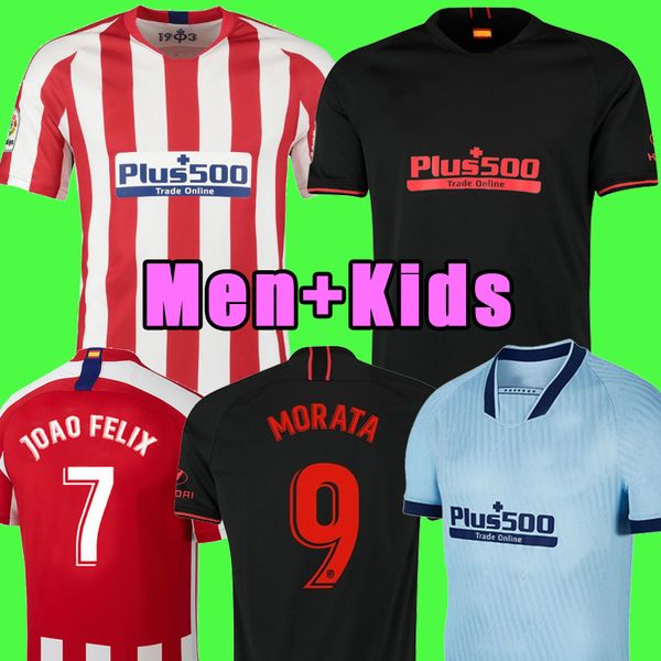 

atletico de madrid soccer jersey third 2019 2020 joao felix koke saul diego costa godin 19 20 men kids football shirt kit camiseta de fÃºtbo, Black;yellow