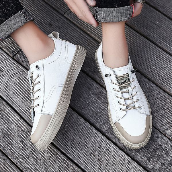 

low help shoes youth casual shoes male all-match male trend four seasons leather drive shoe dawdler, Black