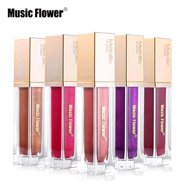 

music flower 8 color metal shimmer lip gloss liquid lipstick makeup set shine glitter lipgloss long lasting waterproof cosmetics