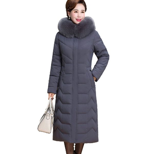 

2020 warm winter jacket women plus size 5xl 6xl womens long parkas hooded fur collar slim women's down cotton jacket winter coat, Black