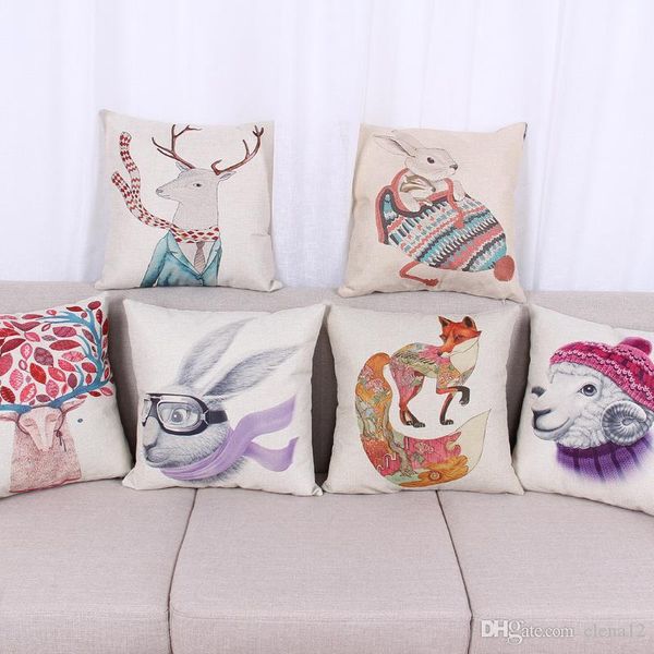

children gift rabbit giraffe fox cat pillow cover side invisible zipper pillow case for home l decorate sofa pillowcases 240611