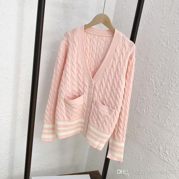 

1024 2019 autumn plus size sweater kint long sleeve v neck prom fashion womens cardigan pink clothes jiaxing, White;black