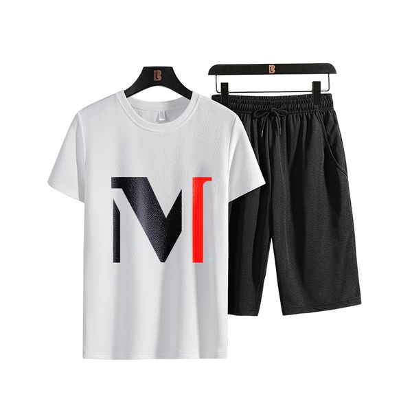 

casual sets summer solid sports suit two piece t shirts+shorts men's sportswear slim fit tracksuit quick dry the high quality, Gray