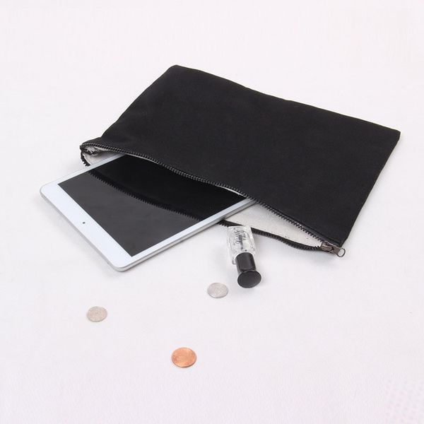 

blanks ladies makeup bag with zipper white/black canvas storage bags woman clutch bag cosmetic pouch