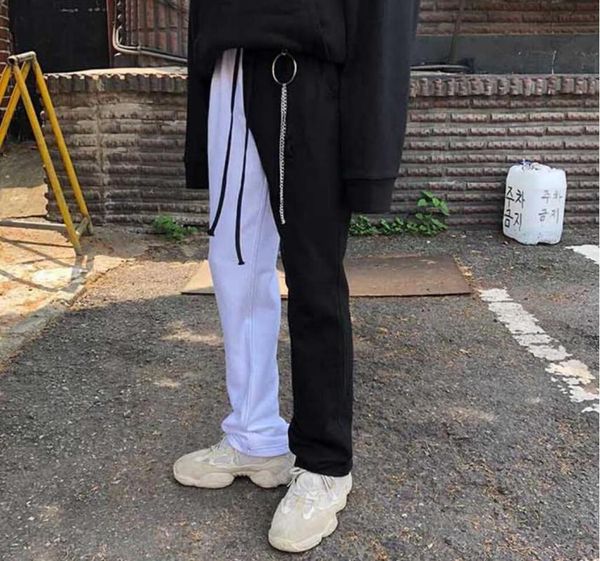 

men's pants 27-46 2021 women men clothing hair stylist high street hip hop color matching casual plus size costumes, Black