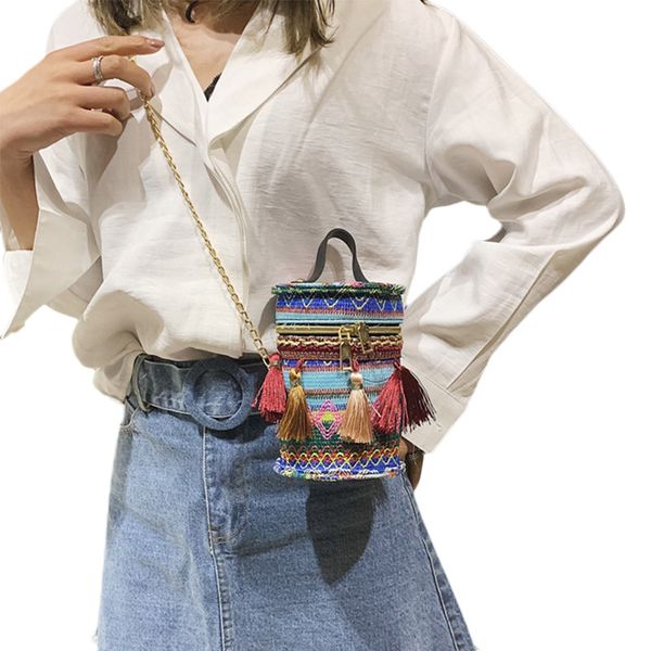 

бахрома crossbody сумки для женщин декоративного bucket bag тенденции моды металлической цепи сумки