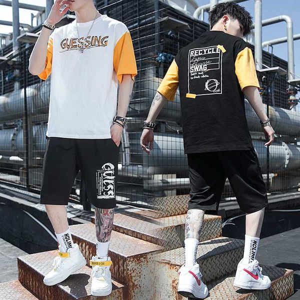 

new summer men sets hip hop style cargo tooling shorts+short sleeve t-shirt 2 pieces sets men cotton casual new, Gray