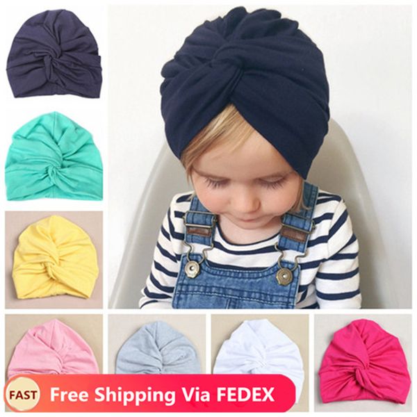 

newborn infant headband baby turban hat children bandanas cotton blend beanie kids little baby headwrap girl hair accessories
