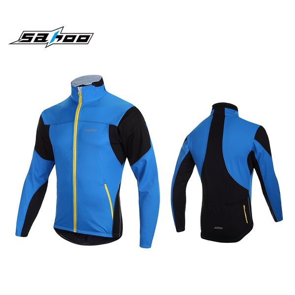 

sahoo bike jacket long sleeve thermal barrier jersey biking shirt windproof jacket bicycle clothing sportswear for men women new, Black;blue