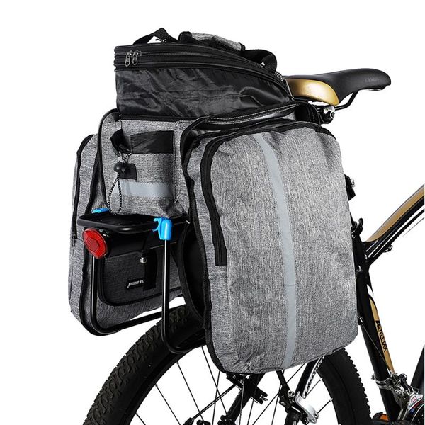 

waterproof bike seat pannier pack luggage traveling 20l saddle bag rear rack tote bag with rain cover reflective stripe