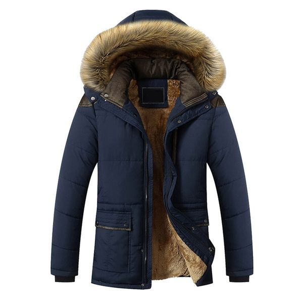 

winter jacket men brand clothing fashion casual slim thick warm mens coats parkas with hooded long overcoats male clothes 5xl, Black
