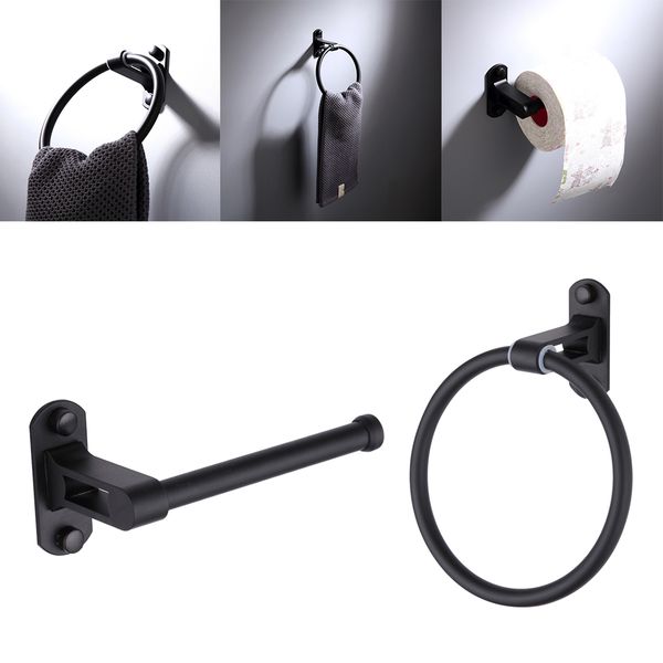 

space aluminum matte bathroom hardware towel ring and paper holder