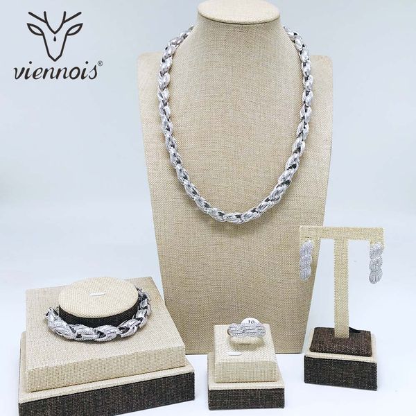 

viennois silver/ gold color drop earrings necklace set for women geometric party jewelry set