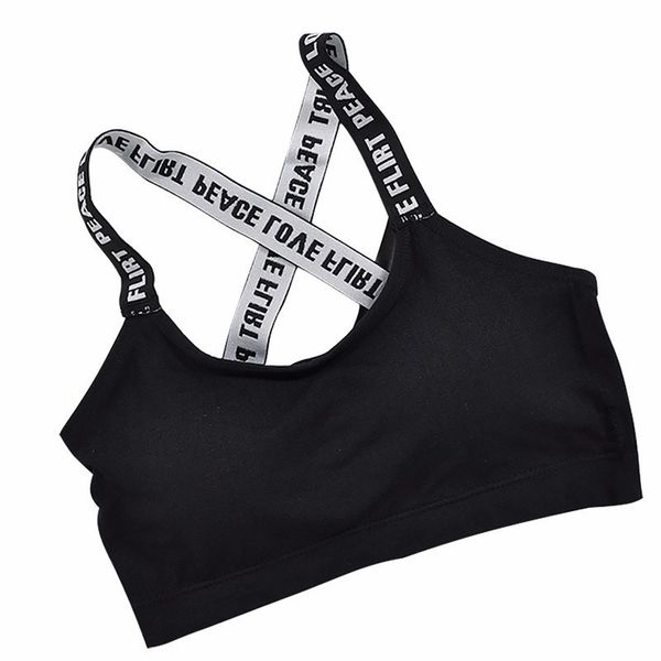 

black women cross back sports yoga bra fitness sportswear gym underwear, White;black
