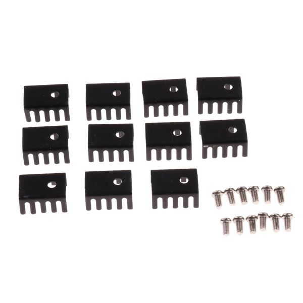 

10 pcs 20x15x10mm black aluminum heatsink with screws for to-220 transistor