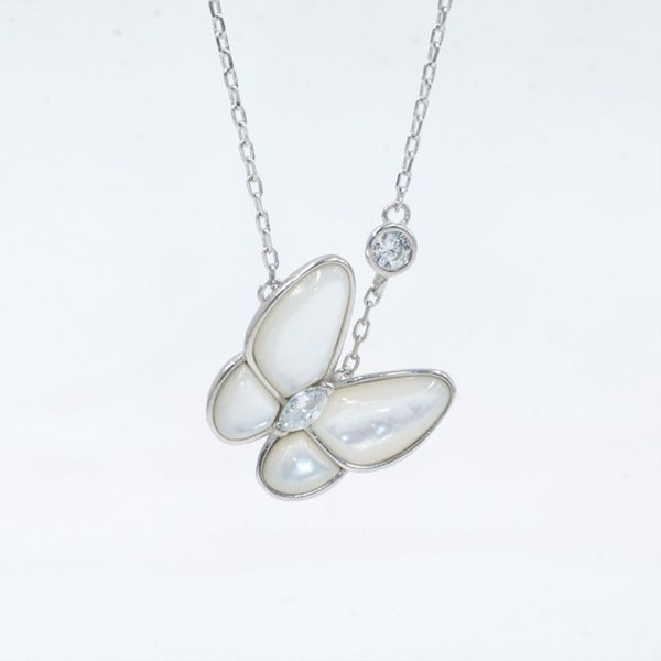 

wearlikes silver necklace chain for woman white fritillary butterfly necklace 925 sterling silver party trendy fashion jewelry