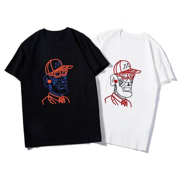 

19ss luxury mens designer t shirt удобная хлопок женщины повседневная спорт с коротким рукавом мужская шею спорт тис черный белый 2 цвета, White;black