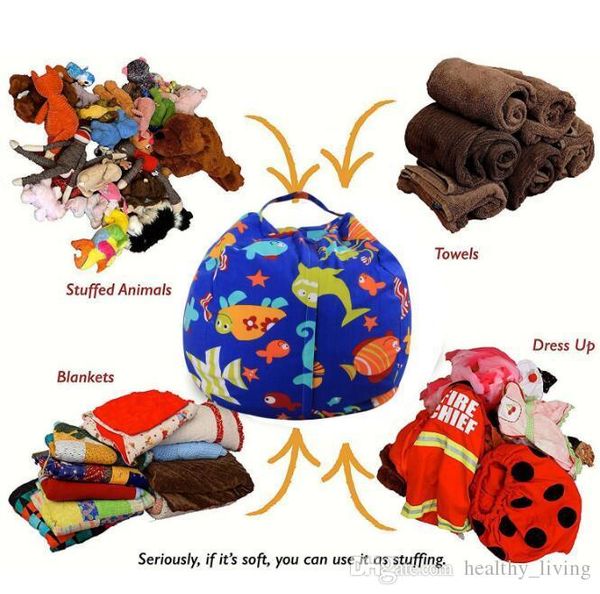 

stuffed animal storage bean bag chair 61cm portable kids toy organizer play mat clothes home organizers 888