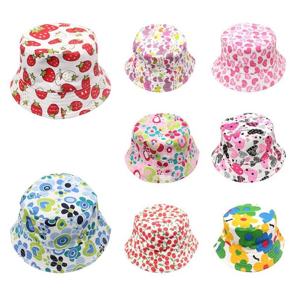 

cotton printing kids summer bucket hat fisherman hat cartoon wide brim daily beach on vacation sun cap men & women sun-proof, Yellow
