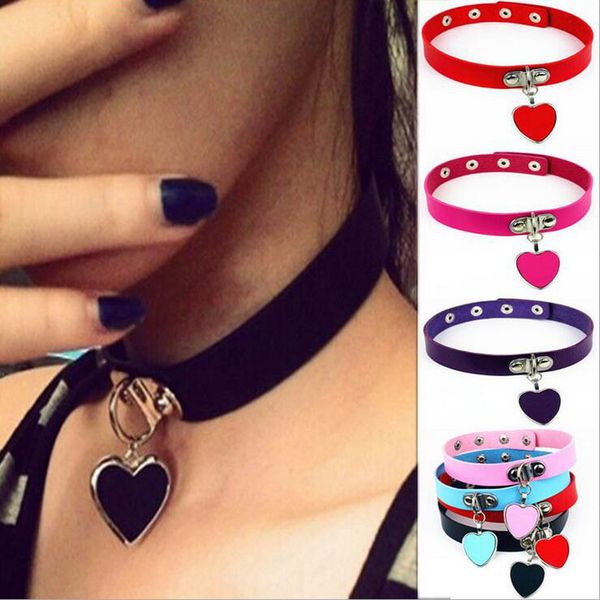 

harajuku punk rock gothic sexy кожа pu сердце круглый spike rivet воротник choker ожерелье украшения для тела birthday party gift @ 3, Blue;slivery