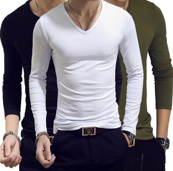 

весна-осень период с длинным рукавом развивайте нравственность мужские комплекты футболок о-образным вырезом твердые полиэстерные футболки м, White;black