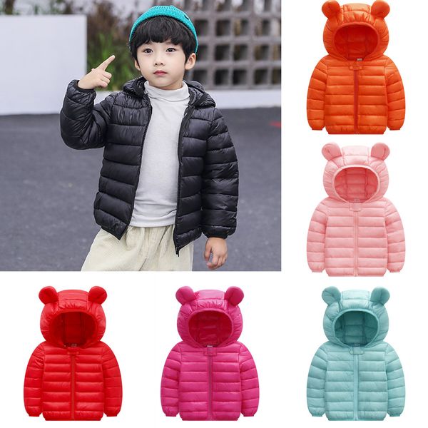 

2019 winter chlidren kids boys girl winter coats jacket zip thick ears snow hoodie outwear roupa infantil coat cotton clothing, Blue;gray