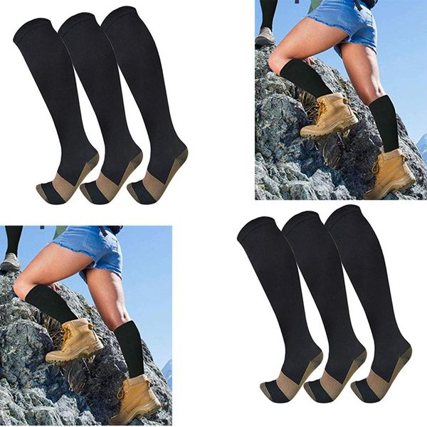 

3 pc men & women solid color running athletic tube casual socks stocking chaussette sport anti slip socks women t#, Black