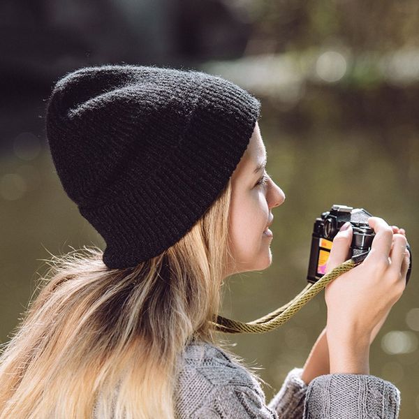 

naturehike single layer cuffed wool binnie knit hat for men and women, Black