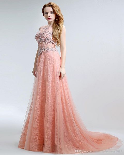 

new round neck high-end lace applique pink formal evening dresses long section of spring and autumn prom dresses evening gowns, Black;red