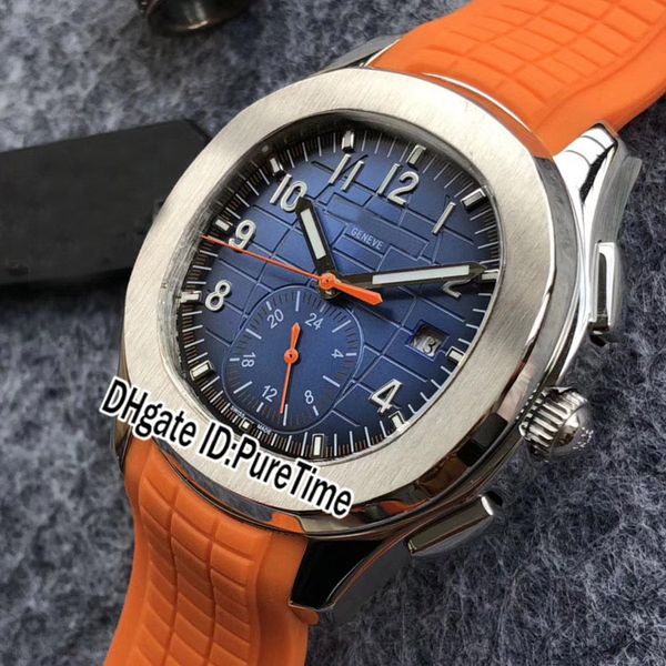 

new aquanaut 5968a-001 steel case blue texture dial automatic mens watch sports watches orange rubber 9 styles puretime b291b2, Slivery;brown