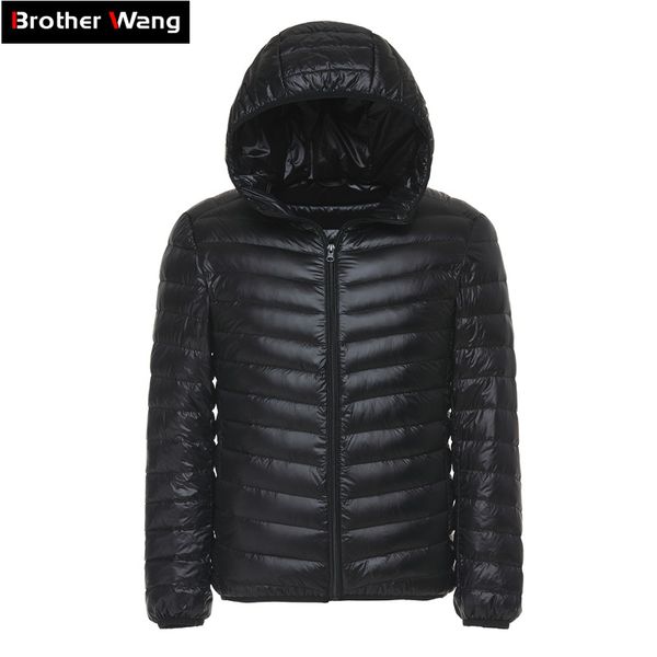 

6 colors 2019 winter men's light down jacket clothes fashion casual hooded warm white duck down coat male brand clothing, Black