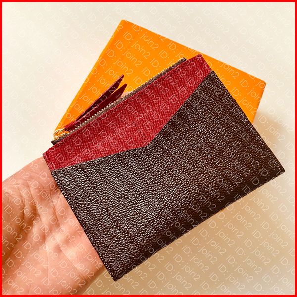 

m62257 zipped card holder designer fashion women's zipped cardholder coin purse luxury key wallet bill pouch brand id case mini pochett, Brown;gray