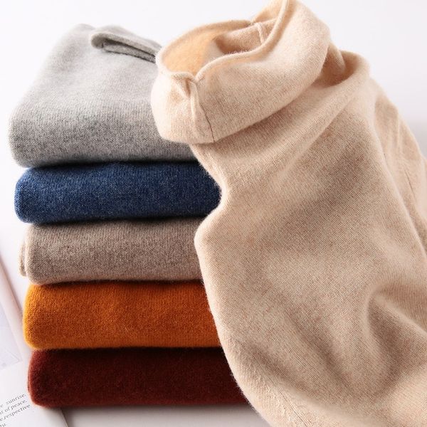

2020 Fall 100% Pure Cashmere Wool Women Pullover Sweater Winter Clothes Woman Long Sleeve Turtleneck Clothing Oversized Knitted, White;black