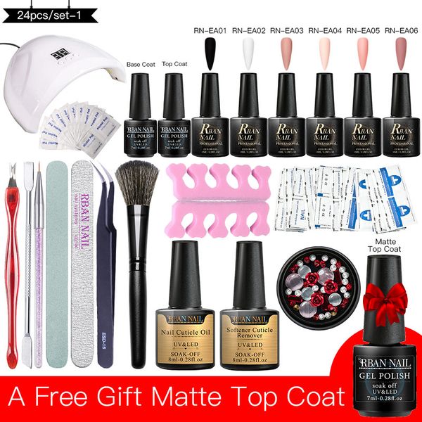 

rban nail 24pcs/set gel nail polish set kit sock off long lasting tools gel varnish manicure tools uv led lamp dryer