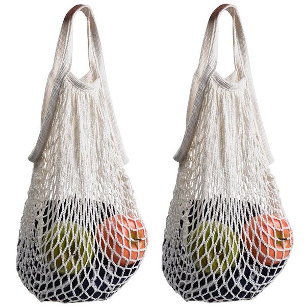 

reusable produce bag foldable shopping grocery bags cotton mesh string shopping hand totes fruits vegetables hanging bags