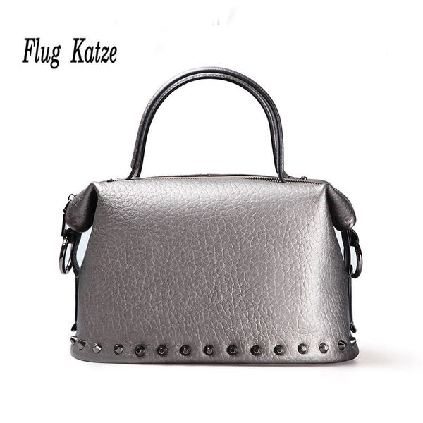 

new european ladies fashion trend of shopping bag shoulder bags rivet messenger bag bulk cow leather women handbags