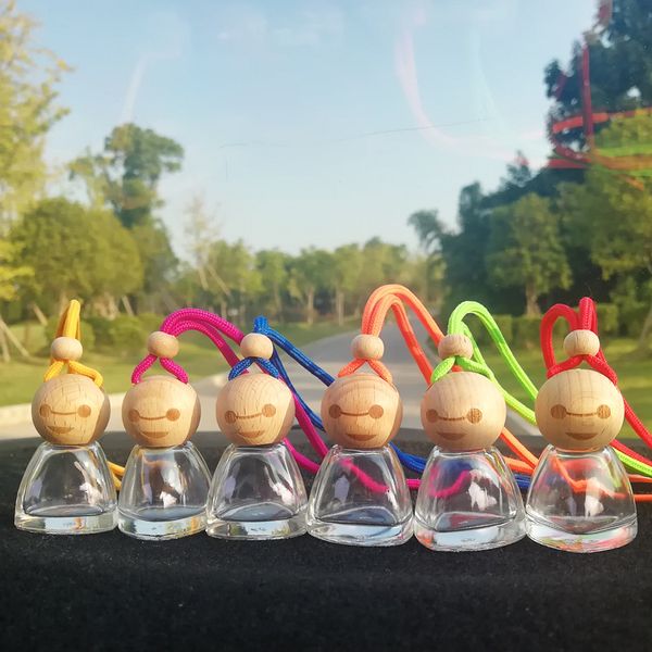 

15ml car perfume hanging bottles with wooden lid empty glass cosmetic container