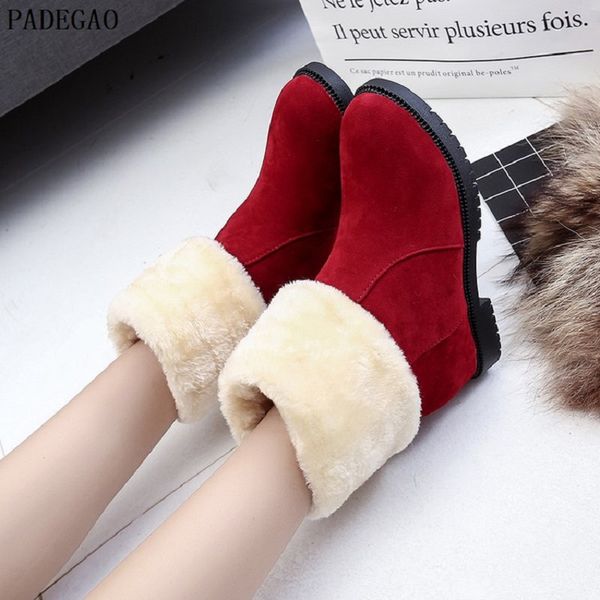 

2019 snow boots winter women sock suede ankle round toe platform antiskid bottom high thick heels ladies shoes botas mujer #74, Black
