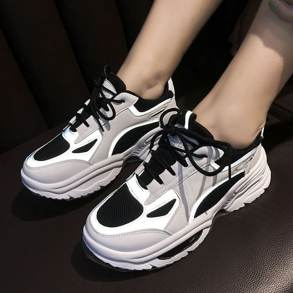 

woman running shoes female sneakers platform trainers outdoor sport shoes lace-up women's vulcanize wedges