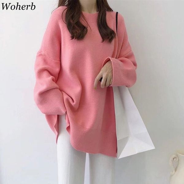 

woherb new 2019 autumn 10 colors candy solid sweater women pullover korean loose sweet style elegant casual knitted jumper, White;black