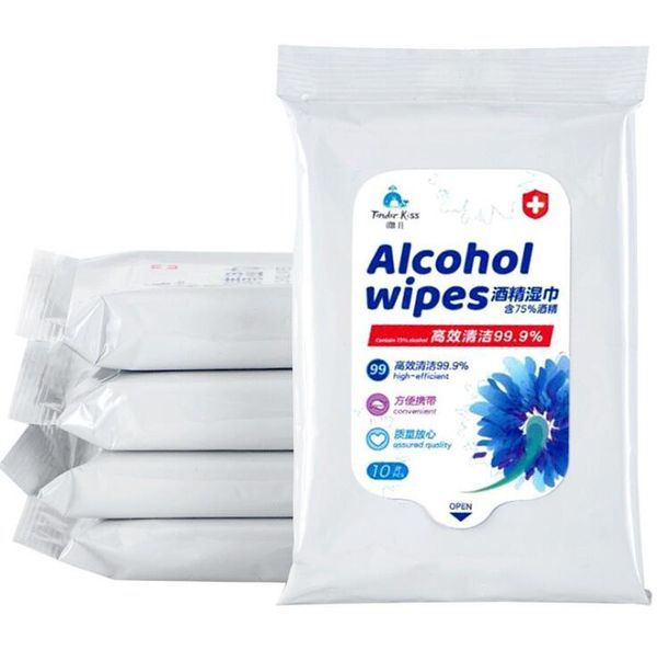 

75% alcohol disinfectant wet wipes 10 small package wipes cotton sterilization tablets office and household stock portable Tissue paper