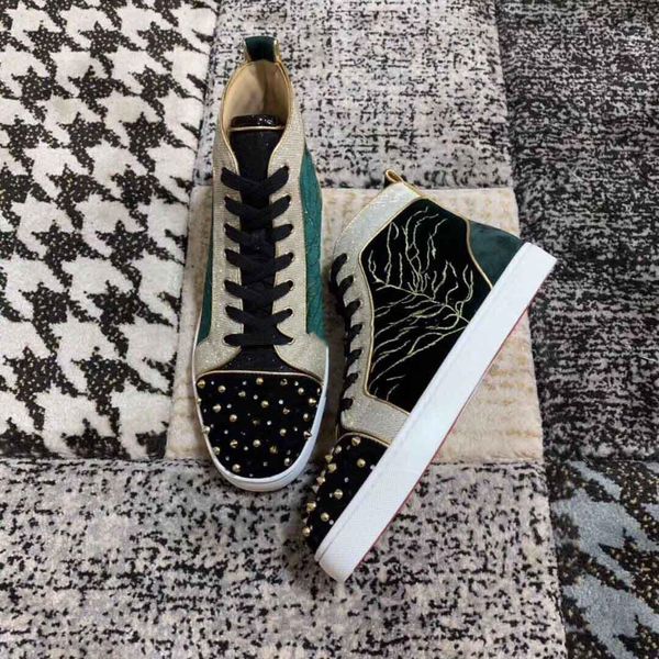 

leisure low red soles purple suede junior sneaker red bottom fashion rhinestone strass lace up causal shoe mans woman sneaker size 35-47, Black