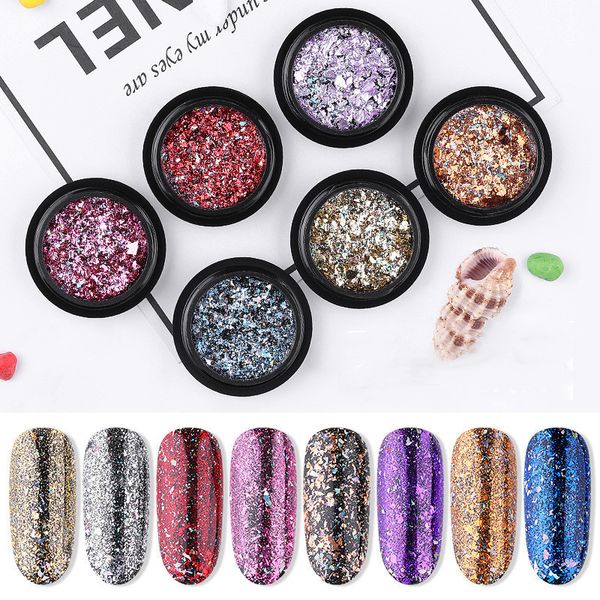 

new style manicure foil multicolor optional fantasy fireworks laser leprechaun color foil flash glitter sequin beautiful lovely, Silver;gold