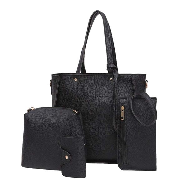 

women fashion handbag shoulder bag purse leather tote bag 4 pieces