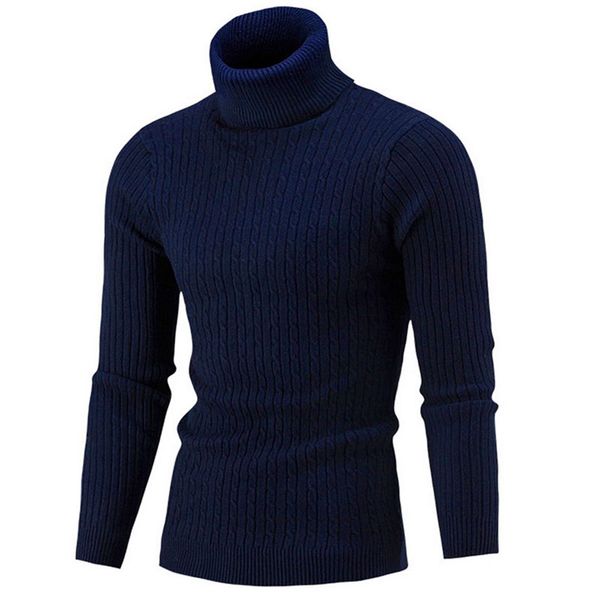 2020 High Quality Warm Turtleneck Sweater Men Fashion Solid Knitted ...