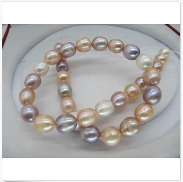 

elegant 11-13mm south sea white pink purple multicolor pearl necklace 18"14k, Silver