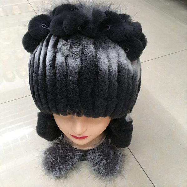 

в 2016 году новые женские зимние меховые шапки рекс и меха и вязание шерсть выровненные с женской теплой трикотажной моды шляпы, Blue;gray