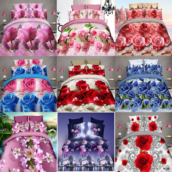 

new home textile brushed fabric 3d flowers quilt cover bedding set bed sheets duvet cover bed sheet pillowcase 4pcs/set
