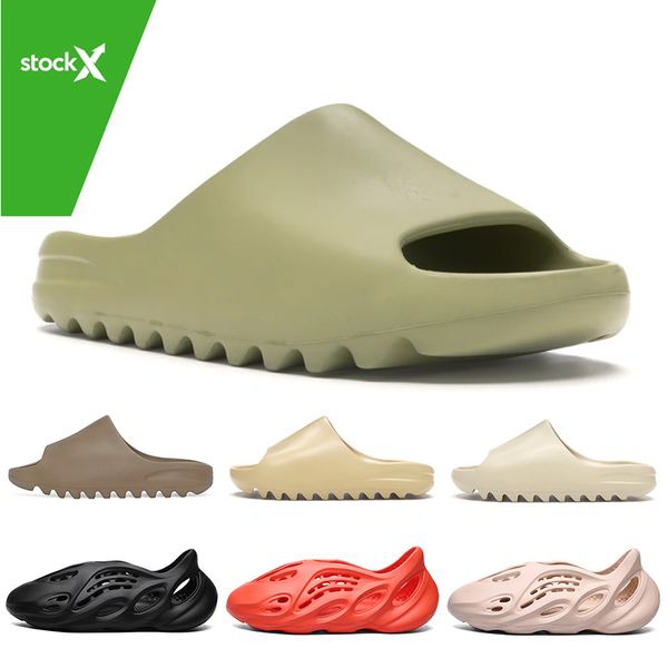 

designer childrens kids shoes foam runner kanye slides mens womens stock x slippers outdoor shoes resin black flip flops bone white sand